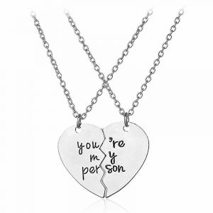 Vous Êtes Ma Personne Acier Inoxydable Clé Personnalisée Coeur Puzzle Collier Set - Neuf