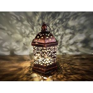 Lanterne Led Creuse En Fer Sculpt&eacute; Pour D&eacute;coration Int&eacute;rieure, 16 X 10,1 Cm, Blanc Chaud, Fonctionne Avec Des Piles - Neuf