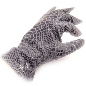 Promotion ! Gants Femme Cuir 'scarlett' Bleu Lavande Python - Taille Unique - Neuf