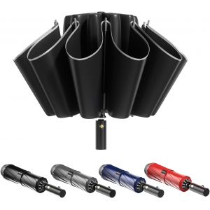 Parapluie De Voyage Compact Invers&eacute; Pour La Pluie, Grand Parapluie Invers&eacute; Coupe-Vent, Parapluie De Pluie Pliable, Ouverture Automatique, Parfait Pour La Voiture, Sac &Agrave; Dos Et En D&eacute;placement, - Neuf