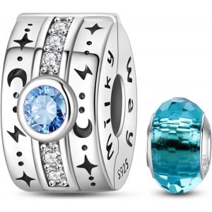 Eryi-925 En Argent Sterling Stopper Spacer Bead Charme Pour Femme Clip Charms Perles Compatible Avec Le Bracelet Pandora (With One Space Bead) - Neuf