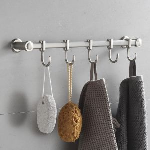 porte manteau mural pour Cuisine, Salle de Bain et Entr&eacute;e u2013 5 Crochets Antirouille et Gain de Place avec Capacit&eacute; de Charge 8 kg u2013 Patere Murale pour Serviettes, Cl&eacute;s, Vestes et Ustensiles - Neuf