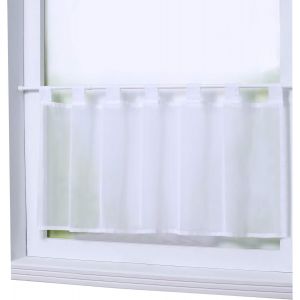 Rideau Brise-Bise Uni À Passant Sans Perçage Passe Tringle En Polyester Transparent Court Voilage Décor Pour Chambre Cuisine 1 Pièce Blanc Hxl 60x120cm - Neuf