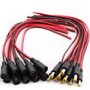 20PCS 5.5 X 2.1mm DC Alimentation Pigtail Cables,18AWG 12V 5A Mâle Femelle DC d'alimentation Connecteur pour Vidéo Surveiller CCTV Caméra Câble LED Strip Connecteur DC - Neuf