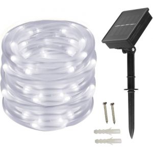 Solaire Tubes Lumineux 10 Mètres 100LEDs Guirlande Solaire,pour Mariages,Fêtes et Noël,éclairage de Noël (Blanc froid) - Neuf