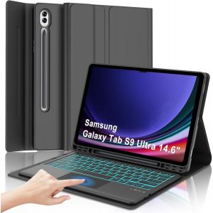 Chenquansarl-Étui Clavier Pour Samsung Galaxy Tab S10 Ultra/S9 Ultra 14,6""Avec Pavé Tactile,Coque Clavier Rétroéclairé Bluetooth Disposition Italienne Magnétique Pour Samsung S9/S10 Ultra Tab 14,6 Pouces, - Neuf