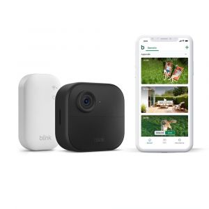 Nouvelle caméra (Outdoor 4) : caméra de surveillance connectée HD sans fil, 2 ans d'autonomie, détection de mouvements avancée, fonctionne avec Alexa (système 1 caméra avec Sync Module Core) - Neuf