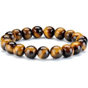 Kal-Bracelet Oeil De Tigre Naturel 10 Mm Pierres Pr&eacute;cieuses En Pierre Perle &Eacute;nergie Cristal Hommes Femme Bracelets &Eacute;lastiques - Neuf