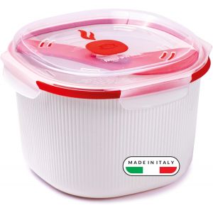 - Cuiseur De Riz Micro Onde, C&eacute;r&eacute;ales, Couscous Cuit Vapeur, Rice Cooker 2,70L Avec Plateau Amidon Et Spatule - Bo&icirc;tes Alimentaires Micro Ondes Avec Couvercle Blanc, 20X20,5X14,50, Made In Italy - Neuf