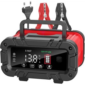 MEVRONISSHOP-20A Chargeur de Batterie Voiture 12V/24V Auto Intelligent avec &Eacute;cran LCD pour Voiture Moto Camion, LiFePO4, AGM, Gel, Wet - Neuf