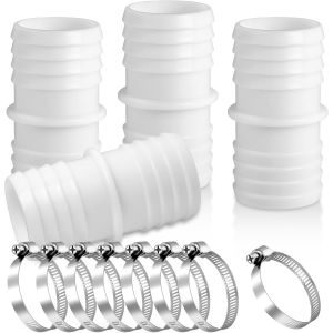 Ulteronixshop-4PCS Raccord Tuyau Piscine, Raccord de Tuyau de 38 &agrave; 38 mm, Adaptateur de Tuyau de Piscine avec 8 Colliers de Serrage en Acier Inoxydable, Adaptateur de Tuyau Double, pour Piscine, Jard - Neuf