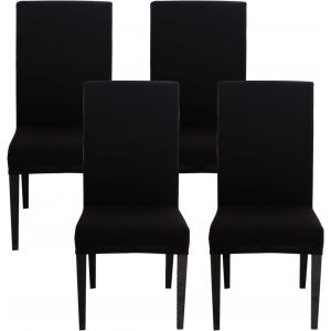 Housse De Chaise Extensible 4 Pièces (Noir, Lot De 4), Housse De Chaise Universelle Lavable, Facile À Nettoyer Pour La Décoration De La Salle À Manger D'un Hôtel Ou D'un Restaurant - Neuf