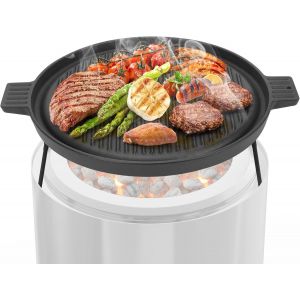 LETNERNY-Plaque De Cuisson En Fonte Avec Support Amovible, Plaque De Barbecue Pour Solo Stove Ranger 15""/38 Cm Foyer, Ø 35,5 Cm, Bbq Plancha Pour Les Grillades, Les ?ufs Au Plat Et Les Légumes - Neuf