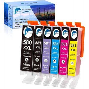 Senior-Compatible Cartouche Pour Canon Pgi-580 Cli-581 Xxl Encre Pour Pixma Ts8150 Ts8151 Ts8152 Ts8250 Ts8251 Ts8252 Ts8350 Ts8350A Ts8351 Ts8351A Ts8352 Ts8352A (6 Pack)[L220] - Neuf