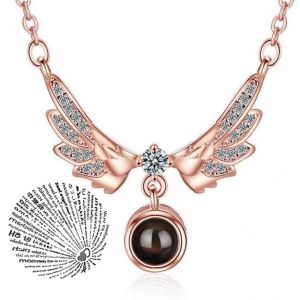 Collier De Projection 100 Langues,Pendentif Je T'aime,Pour Amant,Petite Amie,Couple Créatif,Bijoux Romantiques,Cadeaux,2022-45cm-Rose Gold-03 - Neuf