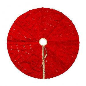 Jupe de sapin de No&euml;l en dentelle &agrave; volants, 80 cm, rouge, pour d&eacute;corer la base du sapin. - Neuf