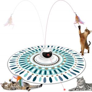 Jouet Interactif Pour Chat - 3 En 1 - Avec Plumes - Rechargeable - Point Rouge - Jouet &Eacute;lectrique Pour Chats De Tous &Acirc;ges - Neuf