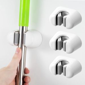 MEVRONISSHOP-Porte Balai Mural 3 Pcs - Support De Vadrouille/Support Mural Pour Balai, Organisateur De Fournitures De Nettoyage Auto-Adh&eacute;sif Robuste pour - Neuf