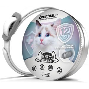 Subzonal-Lite Collier Antiparasitaire Chat ¿ Répulsif Insectes, Anti-Puces, Tiques Et Moustiques ¿ 12 Mois Protection ¿ 48cm ¿ Ajustable ¿ Végétal ¿ Étanche ¿ 1 Unité - Neuf