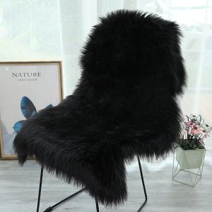 Kalanka-Tapis En Fourrure Synth&eacute;tique, Imitation Toison Moquette, Laine Tapis De Canap&eacute; Coussin Pour Chambre &Agrave; Coucher, Salon, Chambre D'enfant (Noir-60 * 90cm) - Neuf