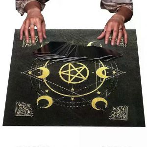 Nappe De Tarot D'autel 49x49cm Hexagramme Phase De Lune À Motifs Astrologie Tarot Jeux De Cartes Fournitures Pour La Divination Astrologue - Neuf