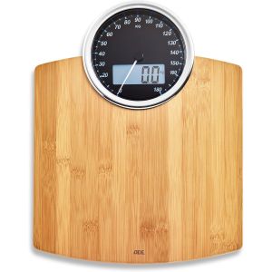 Balance Pese Personne Numérique Avec Affichage Analogique | Grand Écran | Résultats Très Précis Jusqu'à 180 Kg | Surface De Pesée En Véritable Bois De Bambou - Neuf