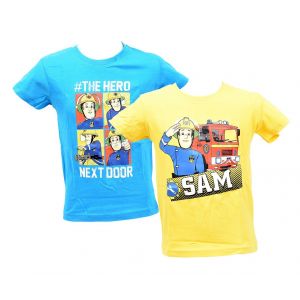 T Shirt Enfant Licence Fantaisies En Coton Pack De 2 T Shirts Sam Le Pompier - Neuf