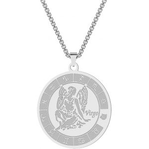 Kal-Collier Avec Pendentif Signe Du Zodiaque Pour Homme Et Femme - 12 Constellations - Acier Inoxydable - Astrologie - Cadeau D'anniversaire - Neuf