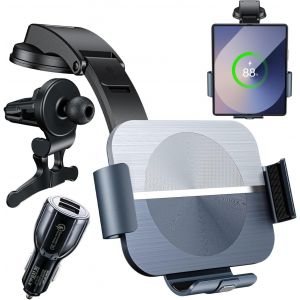 15W Qi Chargeur Induction Voiture, Double Bobine Chargeur sans Fil Voiture Rapide Automatic Clamping Support T&eacute;l&eacute;phone Voiture pour Samsung Galaxy Z Fold 6/5/4/3/2/ Xiaomi Oppo - Neuf