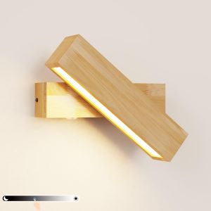 Ulteronixshop-Applique Murale Int&eacute;rieure Bois - Led Applique Chambre Avec Interrupteur - Tactile Dimmable - 270&deg; Rotatif Lampe De Chevet Murale Pour Salon Couloir, 3000k Blanc Chaud, 500 Lm - Neuf