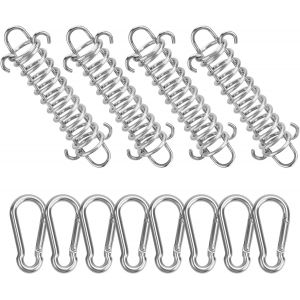 Lot De 4 Ressorts De Voile D'ombrage Et 8 Petits Mousquetons, Ressorts De Corde À Boucle De Maintien De Voile D'ombrage Pour Tente, Camping, Randonnée, Voyage, Pique-Nique. - Neuf