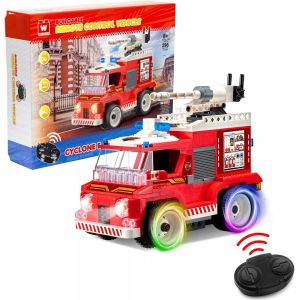 Voiture T&eacute;l&eacute;command&eacute;e Jeu De Construction - Moteur De Pompier T&eacute;l&eacute;command&eacute;,Mod&egrave;le C&eacute;duit De Camion De Pompiers &Agrave; Construire 296 Pcs,Jouet Enfant 8 9 10 11 12+ Ans Garcon Fille - Neuf
