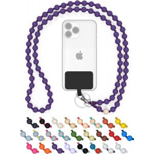 KALANKA-Cha&icirc;ne Universelle en Perles de Bois pour t&eacute;l&eacute;phones Portables, cha&icirc;ne - Compatible avec Tous Les Smartphones: iPhone 15, 14, 13, 12, 11, X, Samsung Galaxy (sans &eacute;tui) - Neuf