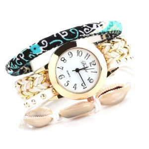 Duoya Femmes Femme Tricot&eacute; Coquille Bracelet Bracelet Montre Analogique Quartz Montre-Bracelet Blanc - Neuf