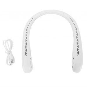 HJLIAN Ventilateur electrique portable blanc reglable a suspendre au cou, sans pales, avec chargeur USB, pour l'exterieur - Neuf