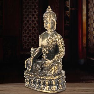 Statue de Bouddha en laiton, petite figurine sculptee a la main, article d'ameublement (n¡ã 7 Bouddha de la medecine) - Neuf