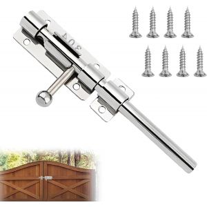 ChenQuanSarl-Verrou Porte, Targette De Porte Inoxydable 304 Avec Trou Et 8 Vis Verrou Porte Exterieur Verrou De Porte Épais Pour Maison Cour Jardin Clôture (16Cm) - Neuf