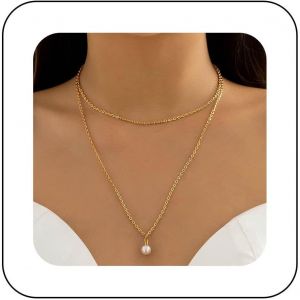 Kal-Collier De Perles En Couches Boho Chaîne Vintage Collier De Perles Pendentifs Mariage Demoiselles D'honneur Collier De Perles Choker Mode Collier De Perles Chaîne Clavicule Bijoux Pour Femmes - Neuf