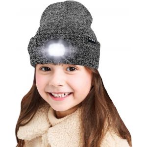Enfants Led Casquette De Bonnet Éclairée, Lampe Frontale Rechargeable Par Usb Chapeaux De Nuit En Tricot D'hiver Plus Chauds Lumière Cadeaux Noël Pour Garçons Filles - Neuf
