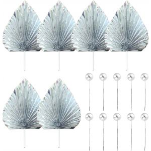 Subzonal-6 Inserts D'éventail Et 10 Inserts De Boule D'argent, Inserts De Décoration De Gâteaux, Accessoires De Cuisson De Gâteaux, Accessoires De Décoration De Fête, Matériaux De Gâteau Faits À La M - Neuf