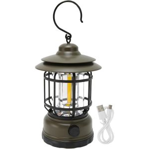 Vintage Camping Lantern,Ipx4 &Eacute;tanche &Agrave; L'eau Et Lampe De Tente Usb Rechargeable,Cob Lumi&egrave;re Avec Crochet,600 Lm Brillant Pour Les Activit&eacute;s De Plein Air Et Utilisation (Vert) - Neuf
