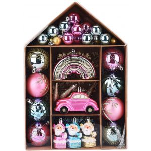 70 Pi&egrave;ces (Rose arc-en-ciel) D&eacute;corations d'Arbre de No&euml;l Ensemble avec Anti-Boules de No&euml;l Assorties Accroch&eacute; des D&eacute;corations de l'Arbre Adapt&eacute; pour les Mariages, F&ecirc;tes et de No&euml;l - Neuf