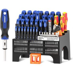 JEXNOVASHOP-118Pcs lot tournevis magn&eacute;tique, comprenant un kit tournevis &agrave; cliquet,embouts, tournevis de pr&eacute;cision, tournevis isol&eacute;s, un testeur de tension, adapt&eacute; &agrave; la maison, au bureau, &agrave; l'entreti - Neuf
