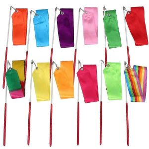 12 Pcs Kits Enfants Gymnastique Rythmique Ruban Ruban Danseuse Baguette Ruban Bâton Danse Rubans Kids-GOOD - Neuf