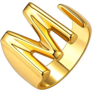 Tianyi-Jewelry Personnalisé Bague Ouverte Initial Prénom, Knuckle Anneau Initiale A-Z En Laiton, Homme Femme Alphabet Bague Réglable - Neuf