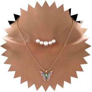 Boho Collier Perle Papillon Couleur Choker Or Funky Collier Pendentif Papillon Arc-En-Ciel Collier Pendentif Perle Choker &Eacute;mail F&eacute;e D&eacute;claration Collier Papillon Bijoux Pour Femmes [Col9220952] - Neuf