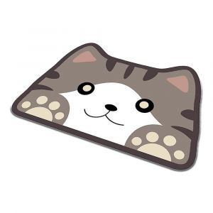 Tapis de sol de salle de bain en velours &agrave; motif chat, antid&eacute;rapant, 40 x 60 cm - Neuf