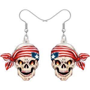 Kal-Halloween Pirate Tête De Mort Boucles D'oreilles Crossbones Bijoux Pour Femme Fille Skull Accessoire Charms - Neuf