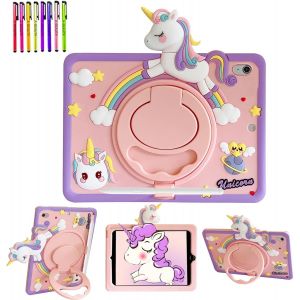 Tepp-Coque Enfant Compatible Avec Ipad (A16) 11ème/10ème Génération (2025/2022), Housse Étui De Protecteur Antichoc Avec Porte-Crayon, Poignée Rotative À 360°, Licorne - Neuf