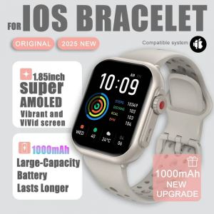 2025 Nouvelle Montre Intelligente Ai Voix Hommes Femmes 1.85 Pouces 1000Mah Ip68 Bluetooth Appel Pression Artérielle Fréquence Cardiaque 100+Montre Intelligente De Sport.Silver.1000Mah - Neuf